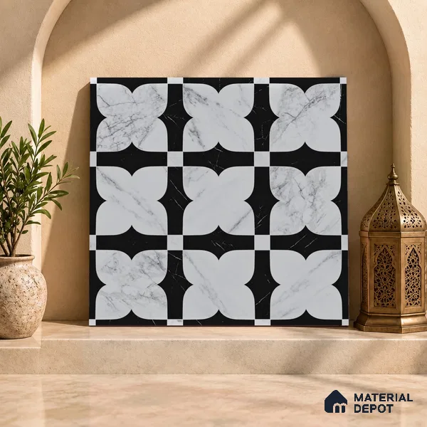 Moroccan Wall & Floor Tile TL 11803 | 2 ft x 2 ft Vitrified Sinker Finish Tile - 9 mm | Suitable For Kitchen, Bathroom, Dining Area