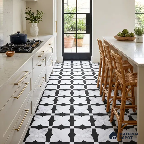 Moroccan Wall & Floor Tile TL 11803 | 2 ft x 2 ft Vitrified Sinker Finish Tile - 9 mm | Suitable For Kitchen, Bathroom, Dining Area