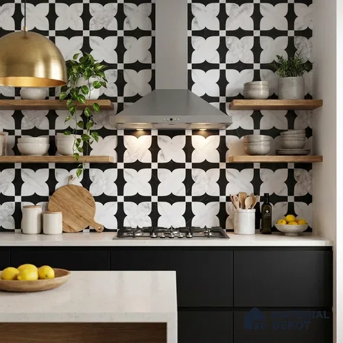 Moroccan Wall & Floor Tile TL 11803 | 2 ft x 2 ft Vitrified Sinker Finish Tile - 9 mm | Suitable For Kitchen, Bathroom, Dining Area