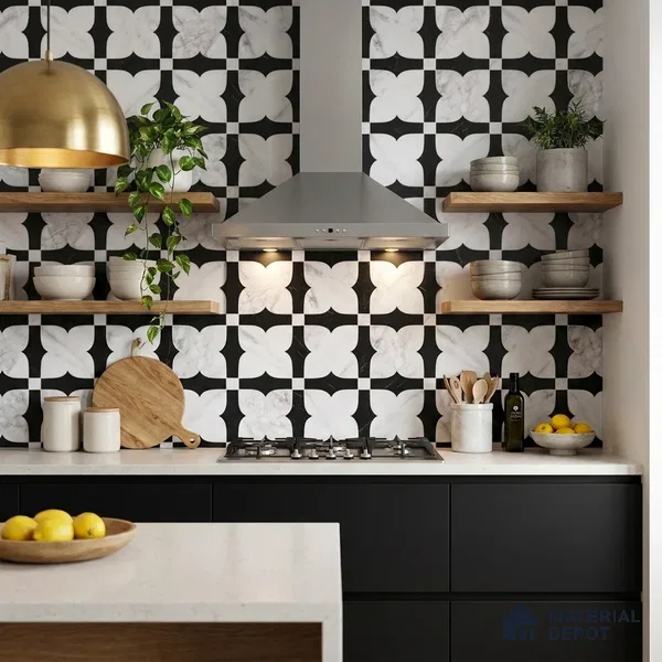 Moroccan Wall & Floor Tile TL 11803 | 2 ft x 2 ft Vitrified Sinker Finish Tile - 9 mm | Suitable For Kitchen, Bathroom, Dining Area