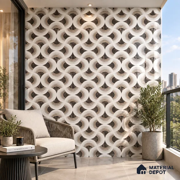 Moroccan Wall & Floor Tile TL 11804 | 2 ft x 2 ft Vitrified Glossy Tile - 9 mm | Suitable For Kitchen, Accent/Feature Wall, Dining Area