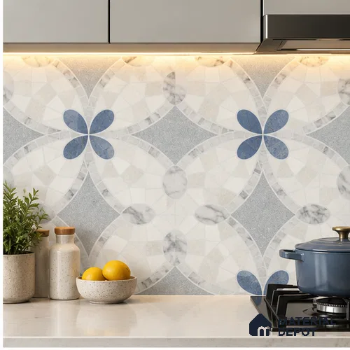 Moroccan Wall & Floor Tile TL 11805 | 2 ft x 2 ft Vitrified Sinker Finish Tile - 9 mm | Suitable For Kitchen, Bathroom, Dining Area