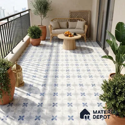 Moroccan Wall & Floor Tile TL 11805 | 2 ft x 2 ft Vitrified Sinker Finish Tile - 9 mm | Suitable For Kitchen, Bathroom, Dining Area