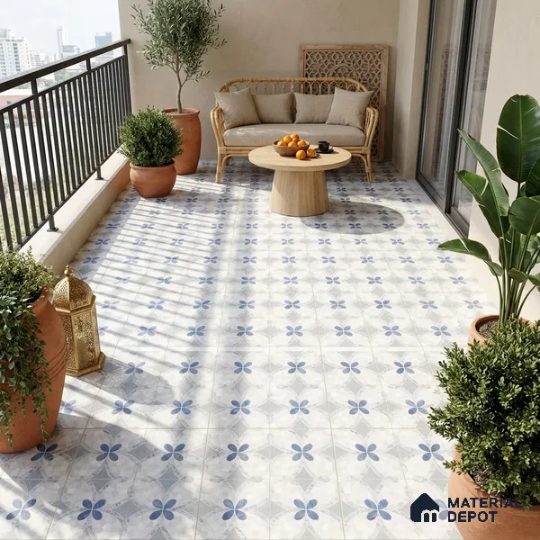 Moroccan Wall & Floor Tile TL 11805 | 2 ft x 2 ft Vitrified Sinker Finish Tile - 9 mm | Suitable For Kitchen, Bathroom, Dining Area