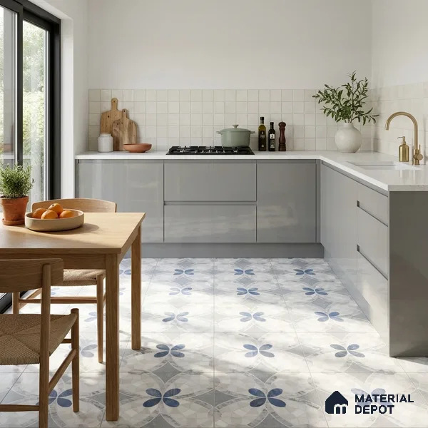 Moroccan Wall & Floor Tile TL 11805 | 2 ft x 2 ft Vitrified Sinker Finish Tile - 9 mm | Suitable For Kitchen, Bathroom, Dining Area