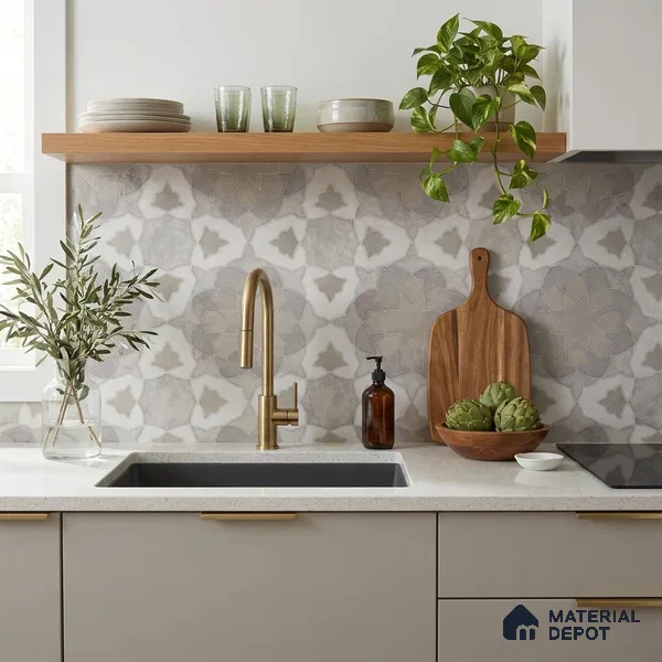 Moroccan Wall & Floor Tile TL 11806 | 2 ft x 2 ft Vitrified Sinker Finish Tile - 9 mm | Suitable For Kitchen, Bathroom, Dining Area