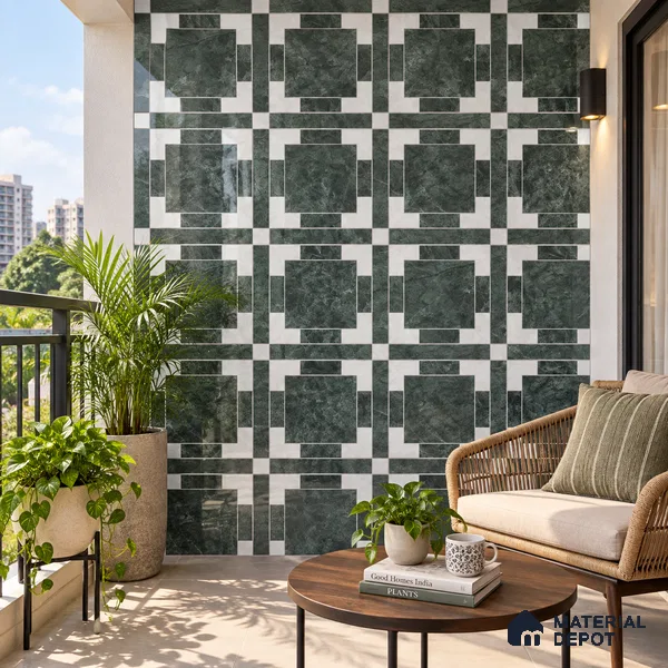 Moroccan Wall & Floor Tile TL 11807 | 2 ft x 2 ft Vitrified Glossy Tile - 9 mm | Suitable For Courtyard, Balcony, Dining Area