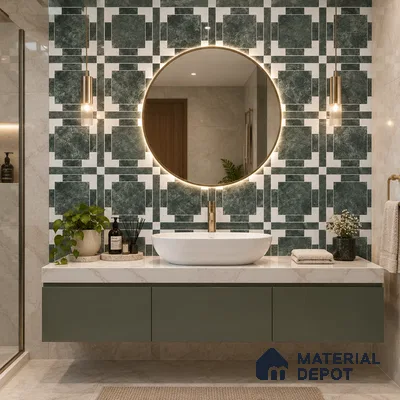 Moroccan Wall & Floor Tile TL 11807 | 2 ft x 2 ft Vitrified Glossy Tile - 9 mm | Suitable For Courtyard, Balcony, Dining Area