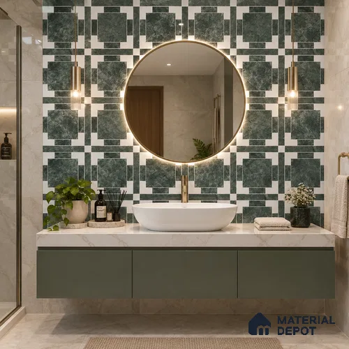 Moroccan Wall & Floor Tile TL 11807 | 2 ft x 2 ft Vitrified Glossy Tile - 9 mm | Suitable For Courtyard, Balcony, Dining Area
