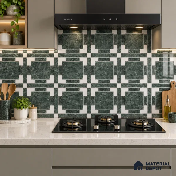 Moroccan Wall & Floor Tile TL 11807 | 2 ft x 2 ft Vitrified Glossy Tile - 9 mm | Suitable For Courtyard, Balcony, Dining Area