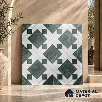 Moroccan Wall & Floor Tile TL 11808 | 2 ft x 2 ft Vitrified Glossy Tile - 9 mm | Suitable For Kitchen, Balcony, Dining Area