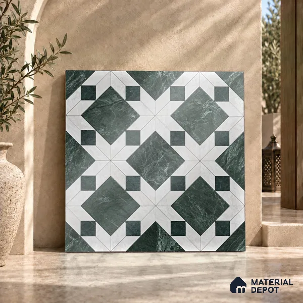 Moroccan Wall & Floor Tile TL 11808 | 2 ft x 2 ft Vitrified Glossy Tile - 9 mm | Suitable For Kitchen, Balcony, Dining Area