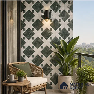 Moroccan Wall & Floor Tile TL 11808 | 2 ft x 2 ft Vitrified Glossy Tile - 9 mm | Suitable For Kitchen, Balcony, Dining Area
