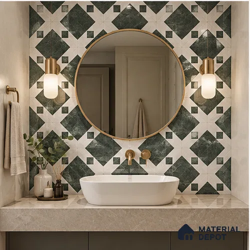 Moroccan Wall & Floor Tile TL 11808 | 2 ft x 2 ft Vitrified Glossy Tile - 9 mm | Suitable For Kitchen, Balcony, Dining Area