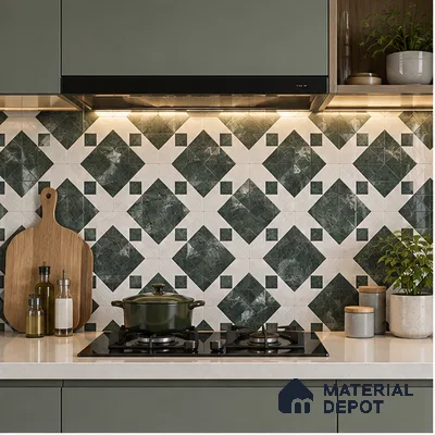 Moroccan Wall & Floor Tile TL 11808 | 2 ft x 2 ft Vitrified Glossy Tile - 9 mm | Suitable For Kitchen, Balcony, Dining Area
