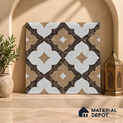 Moroccan Wall & Floor Tile TL 11809 | 2 ft x 2 ft Vitrified Sinker Finish Tile - 9 mm | Suitable For Kitchen, Balcony, Dining Area