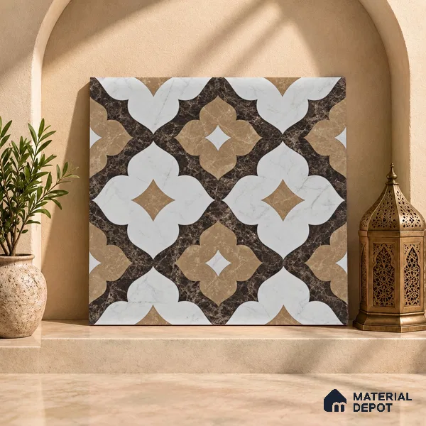 Moroccan Wall & Floor Tile TL 11809 | 2 ft x 2 ft Vitrified Sinker Finish Tile - 9 mm | Suitable For Kitchen, Balcony, Dining Area