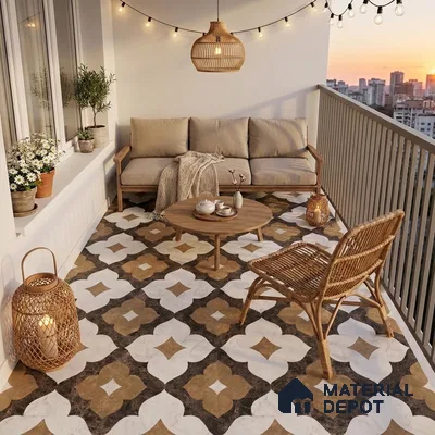 Moroccan Wall & Floor Tile TL 11809 | 2 ft x 2 ft Vitrified Sinker Finish Tile - 9 mm | Suitable For Kitchen, Balcony, Dining Area