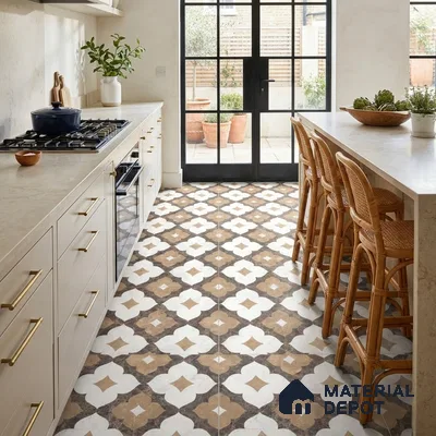 Moroccan Wall & Floor Tile TL 11809 | 2 ft x 2 ft Vitrified Sinker Finish Tile - 9 mm | Suitable For Kitchen, Balcony, Dining Area