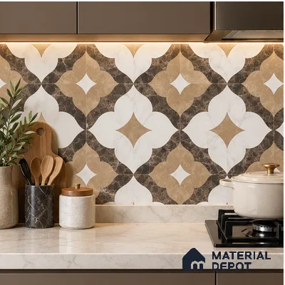 Moroccan Wall & Floor Tile TL 11809 | 2 ft x 2 ft Vitrified Sinker Finish Tile - 9 mm | Suitable For Kitchen, Balcony, Dining Area