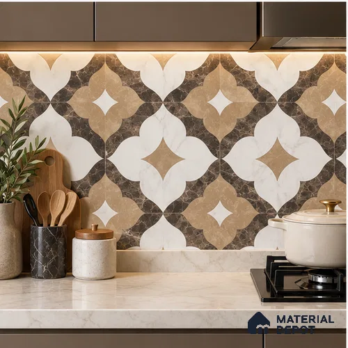 Moroccan Wall & Floor Tile TL 11809 | 2 ft x 2 ft Vitrified Sinker Finish Tile - 9 mm | Suitable For Kitchen, Balcony, Dining Area