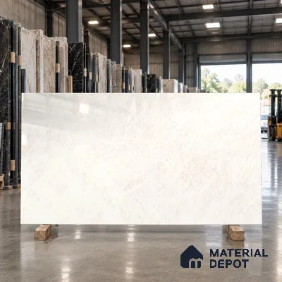 Marble Wall & Floor Tile TL 11813 White 6 ft x 4 ft Glossy Finish Vitrified Tile - 9 mm | Suitable For Living Room, Bedroom, Bathroom
