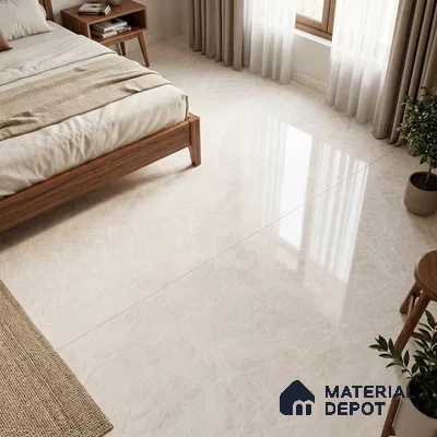 Marble Wall & Floor Tile TL 11813 White 6 ft x 4 ft Glossy Finish Vitrified Tile - 9 mm | Suitable For Living Room, Bedroom, Bathroom