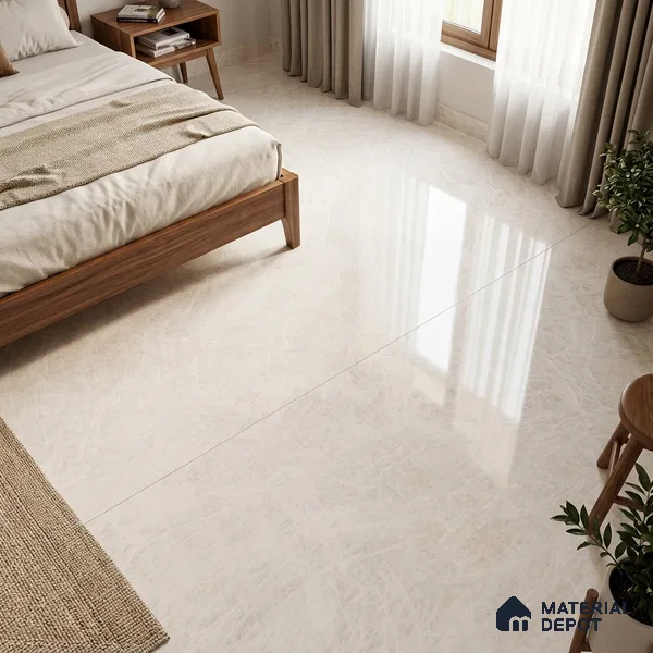 Marble Wall & Floor Tile TL 11813 White 6 ft x 4 ft Glossy Finish Vitrified Tile - 9 mm | Suitable For Living Room, Bedroom, Bathroom
