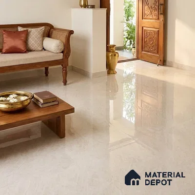 Marble Wall & Floor Tile TL 11813 White 6 ft x 4 ft Glossy Finish Vitrified Tile - 9 mm | Suitable For Living Room, Bedroom, Bathroom