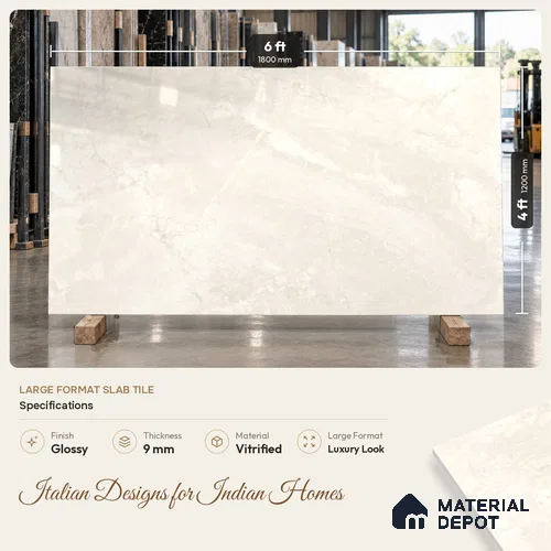 Marble Wall & Floor Tile TL 11814 | 6 ft x 4 ft Vitrified Glossy Tile - 9 mm