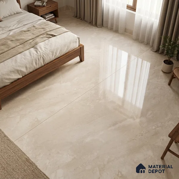 Marble Endless Wall & Floor Tile TL 11814 Cream 6 ft x 4 ft Glossy Finish Vitrified Tile - 9 mm | Suitable For Living Room, Bedroom, Bathroom