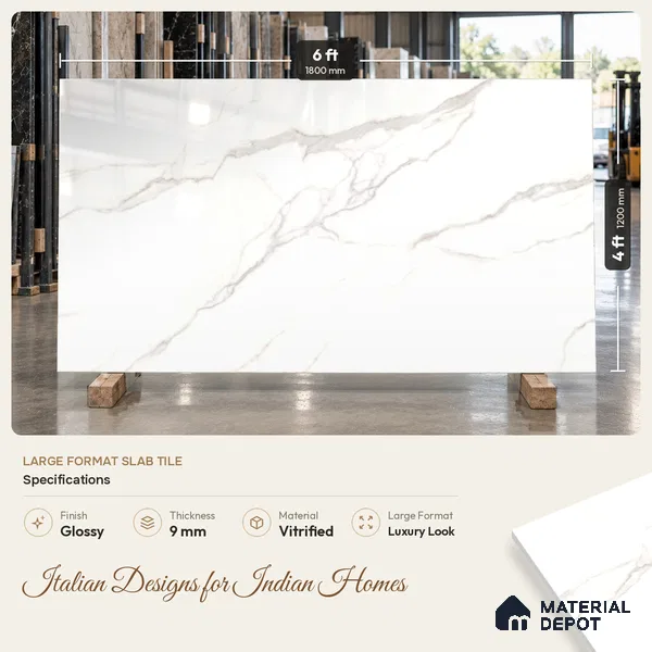 Marble Wall & Floor Tile TL 11815 | 6 ft x 4 ft Vitrified Glossy Tile - 9 mm