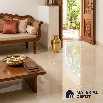 Marble Wall & Floor Tile TL 11816 Cream 6 ft x 4 ft Glossy Finish Vitrified Tile - 9 mm | Suitable For Living Room, Bedroom, Bathroom