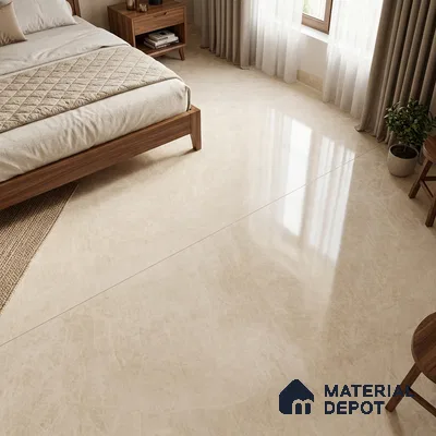 Marble Wall & Floor Tile TL 11816 Cream 6 ft x 4 ft Glossy Finish Vitrified Tile - 9 mm | Suitable For Living Room, Bedroom, Bathroom