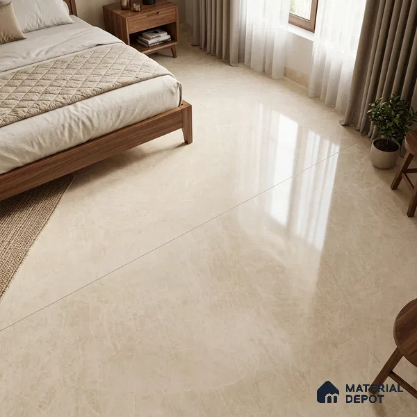 Marble Wall & Floor Tile TL 11816 Cream 6 ft x 4 ft Glossy Finish Vitrified Tile - 9 mm | Suitable For Living Room, Bedroom, Bathroom