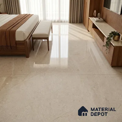 Marble Endless Wall & Floor Tile TL 11817 White 6 ft x 4 ft Glossy Finish Vitrified Tile - 9 mm | Suitable For Living Room, Bedroom, Bathroom