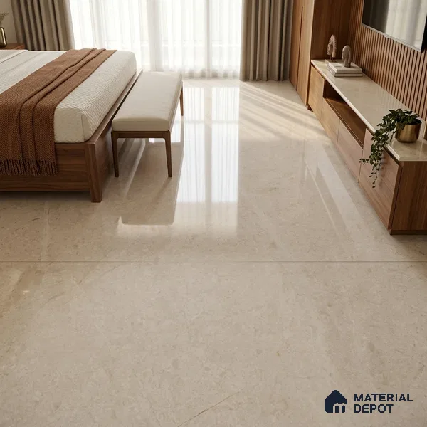 Marble Endless Wall & Floor Tile TL 11817 White 6 ft x 4 ft Glossy Finish Vitrified Tile - 9 mm | Suitable For Living Room, Bedroom, Bathroom