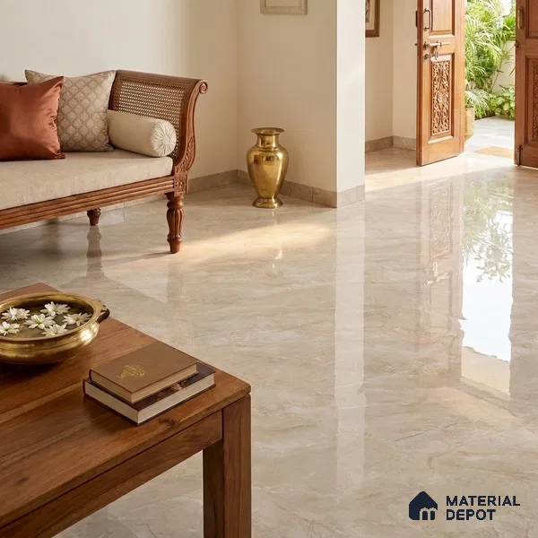 Marble Wall & Floor Tile TL 11820 Silver 6 ft x 4 ft Glossy Finish Vitrified Tile - 9 mm | Suitable For Living Room, Bedroom, Bathroom