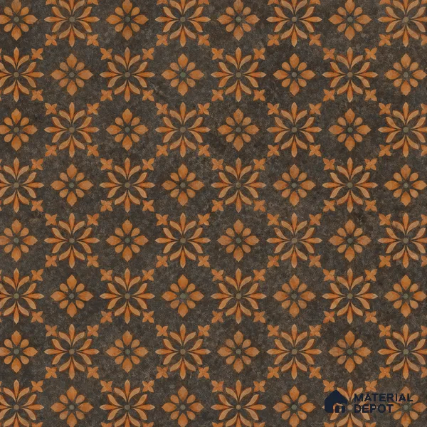 Brown Moroccan Floor & Wall Tile TL 11871 Lustra Antique Copper 2 ft x 2 ft Vitrified Carving Rustic Finish - 9 mm | 4 Random Design | Suitable For Kitchen, Balcony, Dining Area
