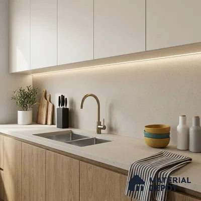 Terrazzo Counter Top Slab TL 11894 E Oro Crema Matte 8 ft x 2.62 ft Matte Full Body Vitrified Tile - 15 mm | Suitable For Counter Top, Dining Table Top & Window Frame