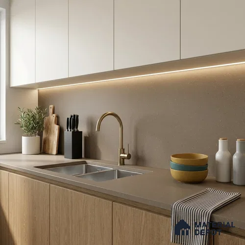 Terrazzo Counter Top Slab TL 11894 G Oro Caramel Matte 8 ft x 2.62 ft Matte Full Body Vitrified Tile - 15 mm | Suitable For Counter Top, Dining Table Top & Window Frame
