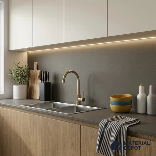 Terrazzo Counter Top Slab TL 11895 Verde Matte 8 ft x 3.7 ft Matte Full Body Vitrified Tile - 15 mm | Suitable For Counter Top, Dining Table Top & Window Frame