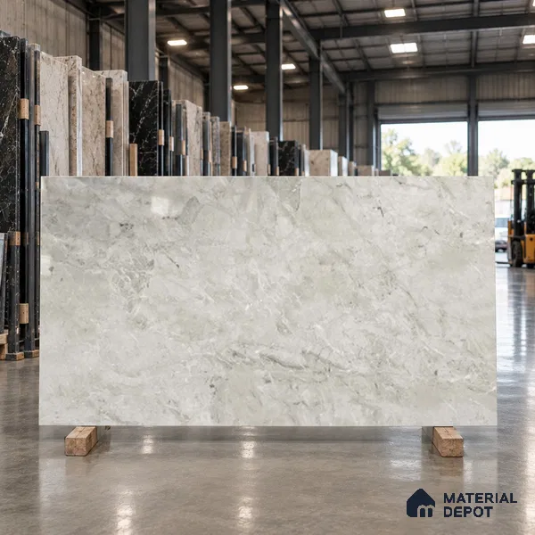 Marble Wall & Floor Tile TL 11908 Silver 6 ft x 4 ft Glossy Finish Vitrified Tile - 9 mm | Suitable For Living Room, Bedroom, Bathroom
