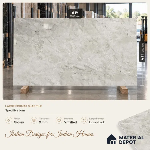 TL 11908 | 6 ft x 4 ft Glossy Finish  Vitrified Tile - 9 mm