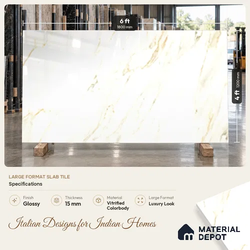 TL 11909 | 6 ft x 4 ft Glossy Finish  Colorbody Vitrified Tile - 15 mm
