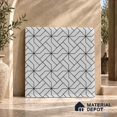 Moroccan Floor & Wall Tile TL 11912 | 2 ft x 2 ft Carving Matte Finish  Vitrified Tile - 9 mm | Suitable For Balcony, Kitchen, Dining Area