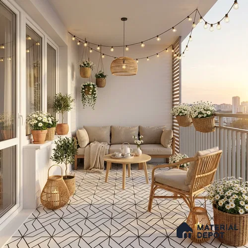 Moroccan Floor & Wall Tile TL 11912 | 2 ft x 2 ft Carving Matte Finish Vitrified Tile - 9 mm | Suitable For Balcony, Kitchen, Dining Area
