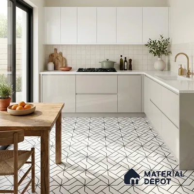 Moroccan Floor & Wall Tile TL 11912 | 2 ft x 2 ft Carving Matte Finish  Vitrified Tile - 9 mm | Suitable For Balcony, Kitchen, Dining Area