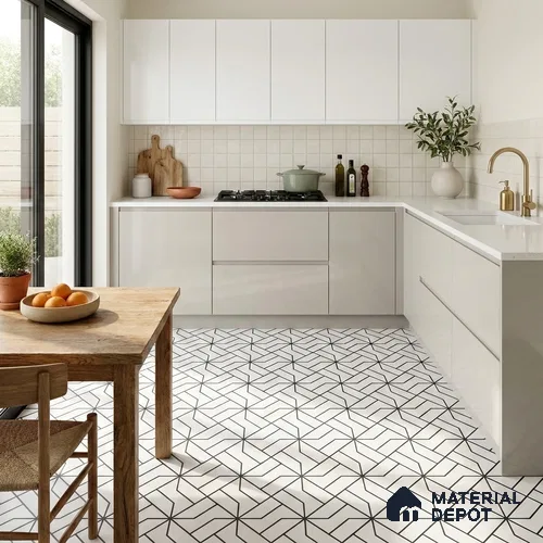 Moroccan Floor & Wall Tile TL 11912 | 2 ft x 2 ft Carving Matte Finish  Vitrified Tile - 9 mm | Suitable For Balcony, Kitchen, Dining Area