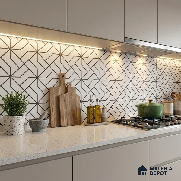 Moroccan Floor & Wall Tile TL 11912 | 2 ft x 2 ft Carving Matte Finish Vitrified Tile - 9 mm | Suitable For Balcony, Kitchen, Dining Area